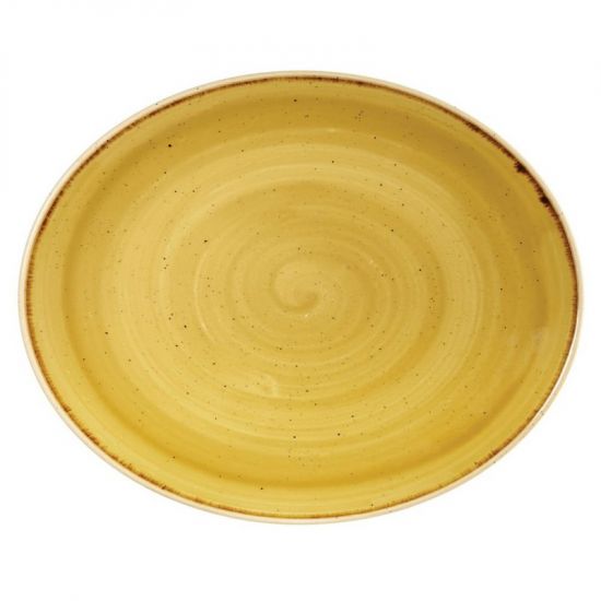 Stonecast Mustard Orbit Oval Coupe Plate 7.75 Inches Box 12 IG SMSSOP71