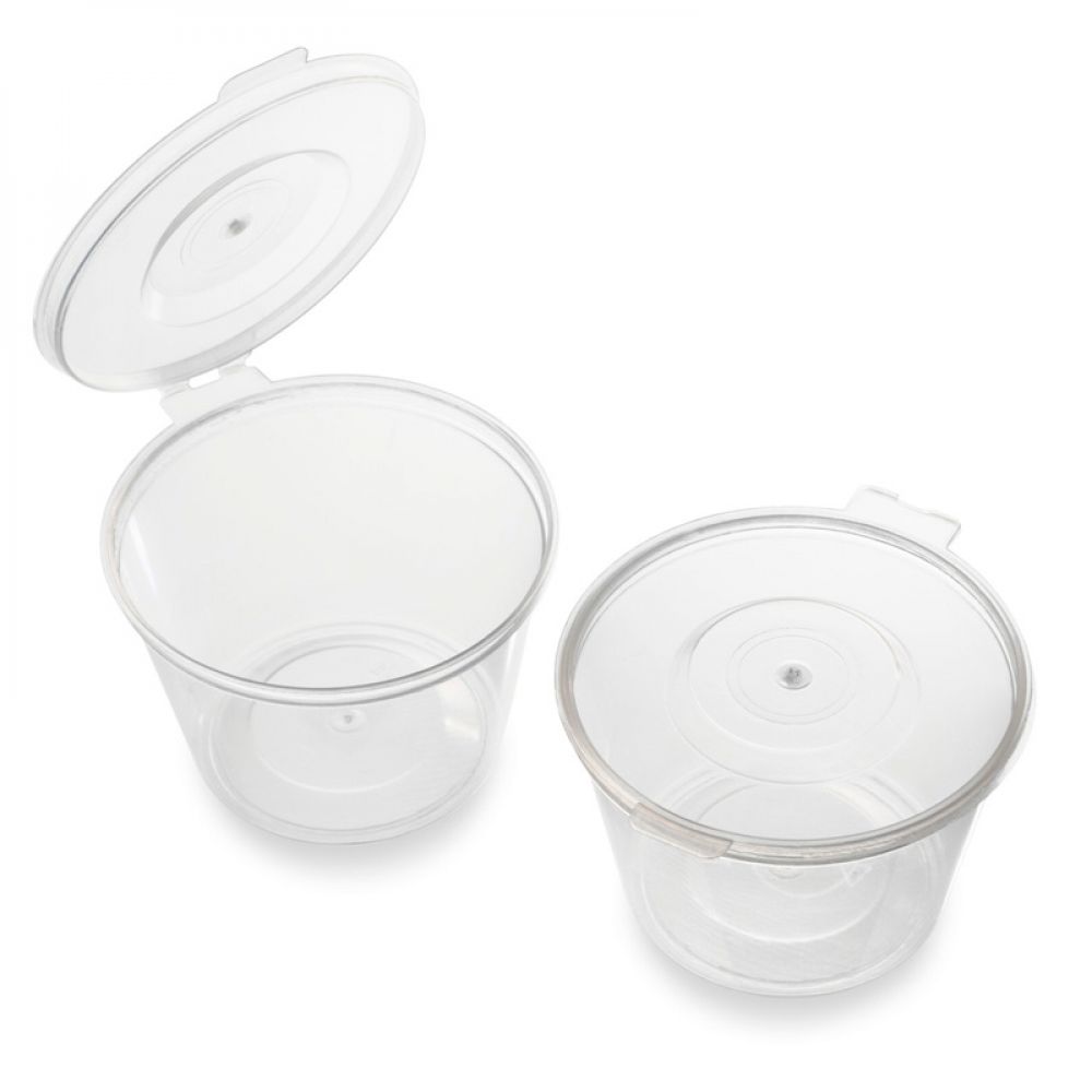 Takeaway Food : 4oz Hinged Plastic Sauce Cup and Lid - Box ...