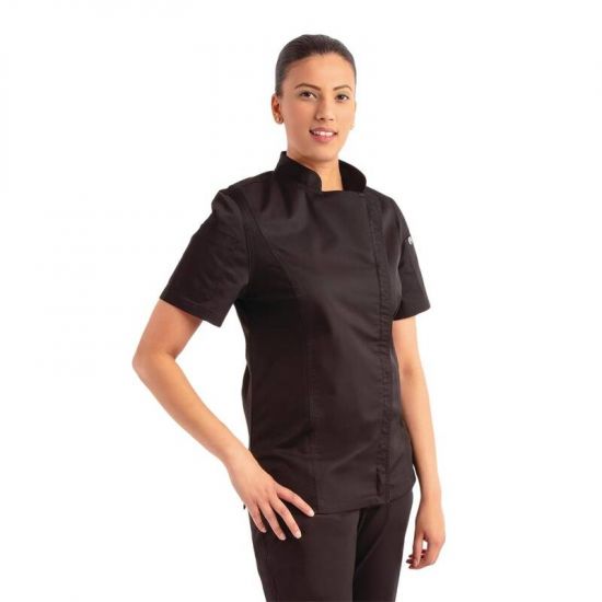 Chef Works Womens Springfield Zip Chefs Jacket Black L URO BB051-L