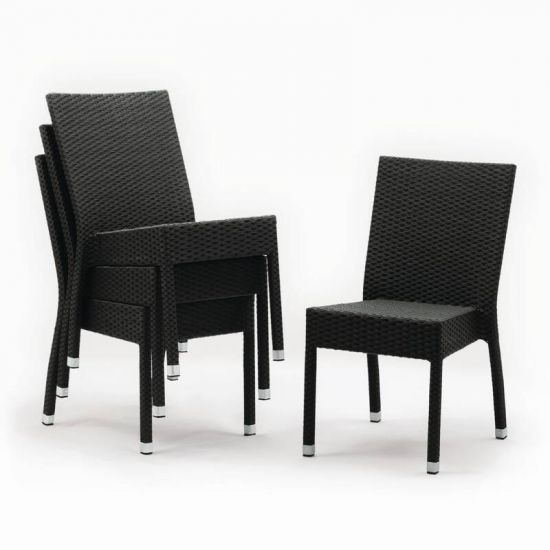 Bolero Wicker Side Chairs Charcoal (Pack Of 4) URO CF159