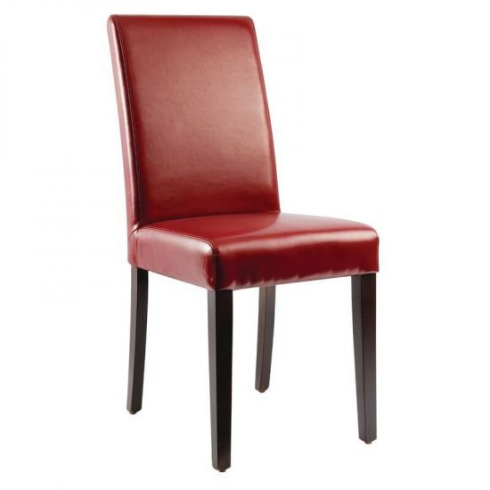 Bolero Faux Leather Dining Chairs Red (Pack Of 2) URO GH443