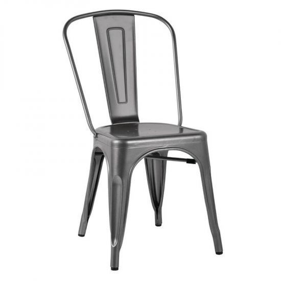 Bolero Bistro Side Chairs Steel Metal Grey (Pack Of 4) URO GL329