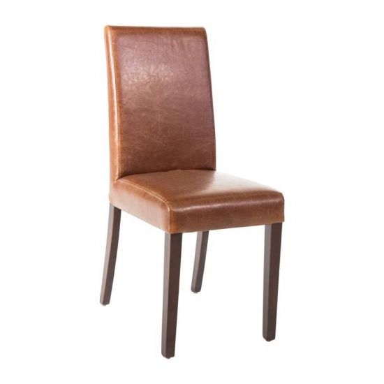 Bolero Faux Leather Dining Chair Antique Tan (Pack Of 2) URO GR368