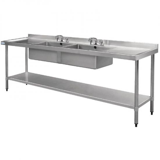 Vogue Stainless Steel Sink Double Bowl And Double Drainer 2400mm URO U910