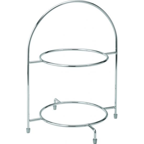 Chrome 2 Tier Cake Plate Stand 12.5 Inch (32cm) - To Hold 2 X 23cm Plates Box Of 1 UTT F91202-000000-B01001